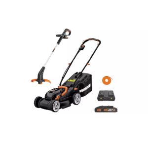 Worx Cordless 34cm Rotary Lawnmower and 25cm Grass Trimmer